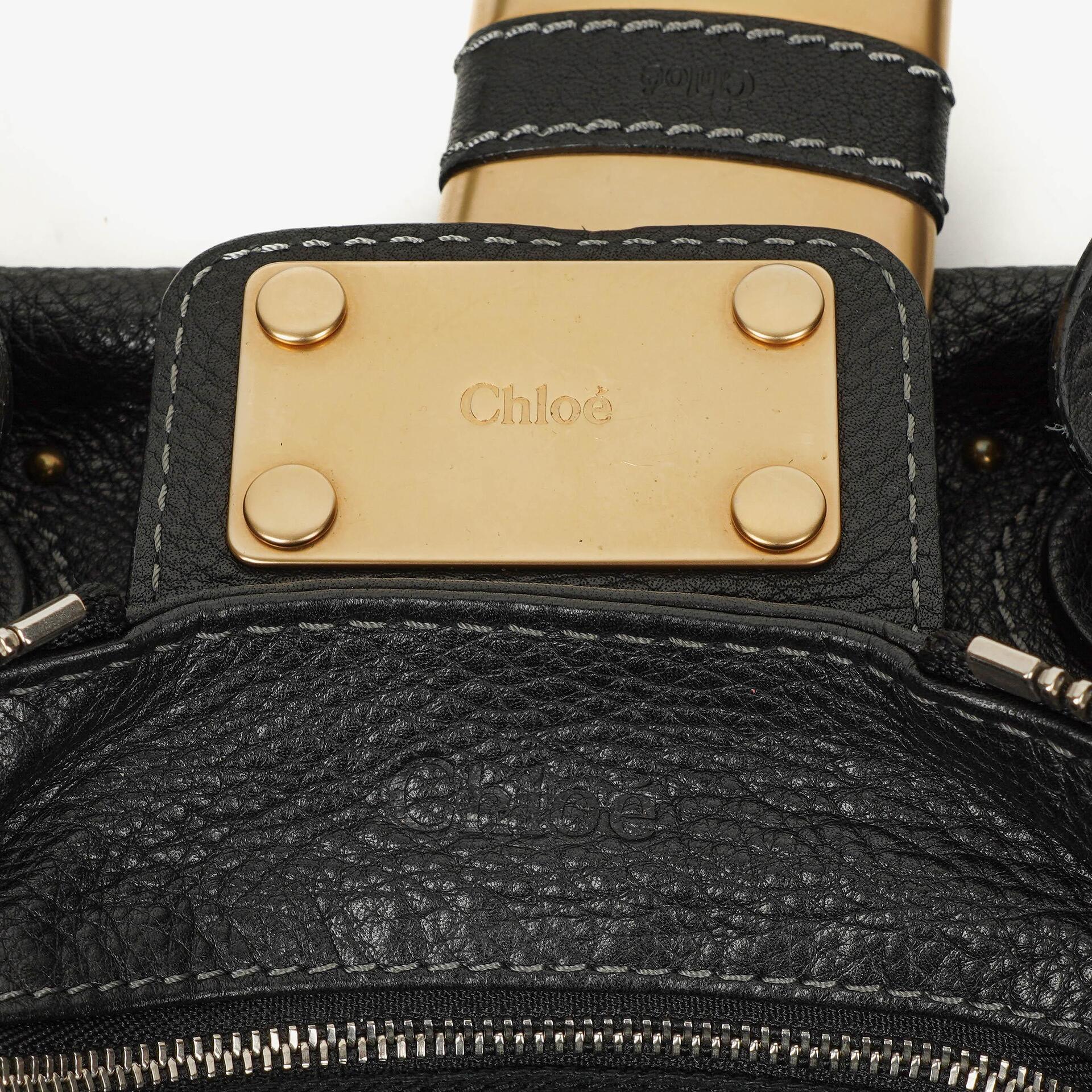 Chloe Paddington Satchel-Tasche aus schwarzem Kalbsleder