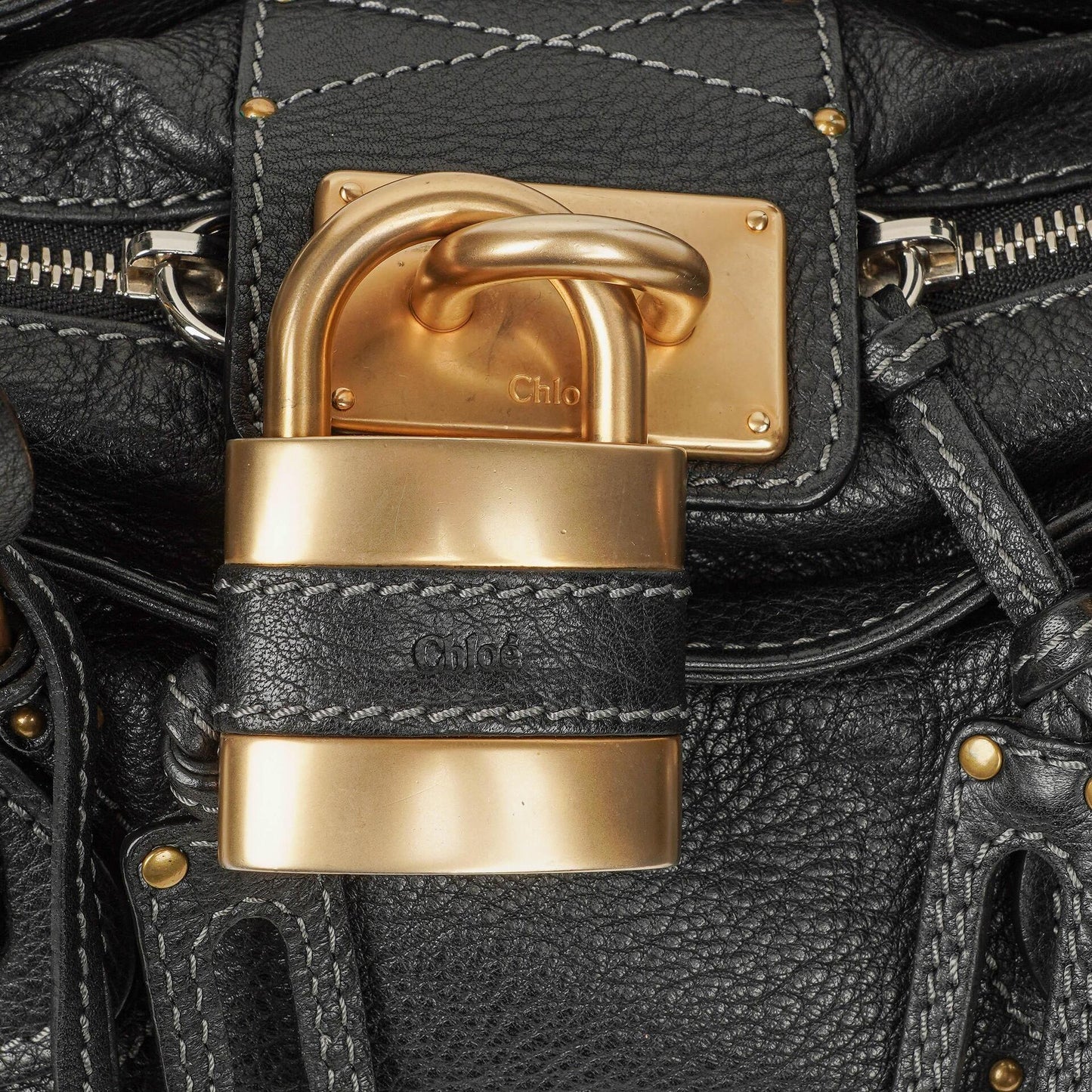 Chloe Paddington Satchel-Tasche aus schwarzem Kalbsleder