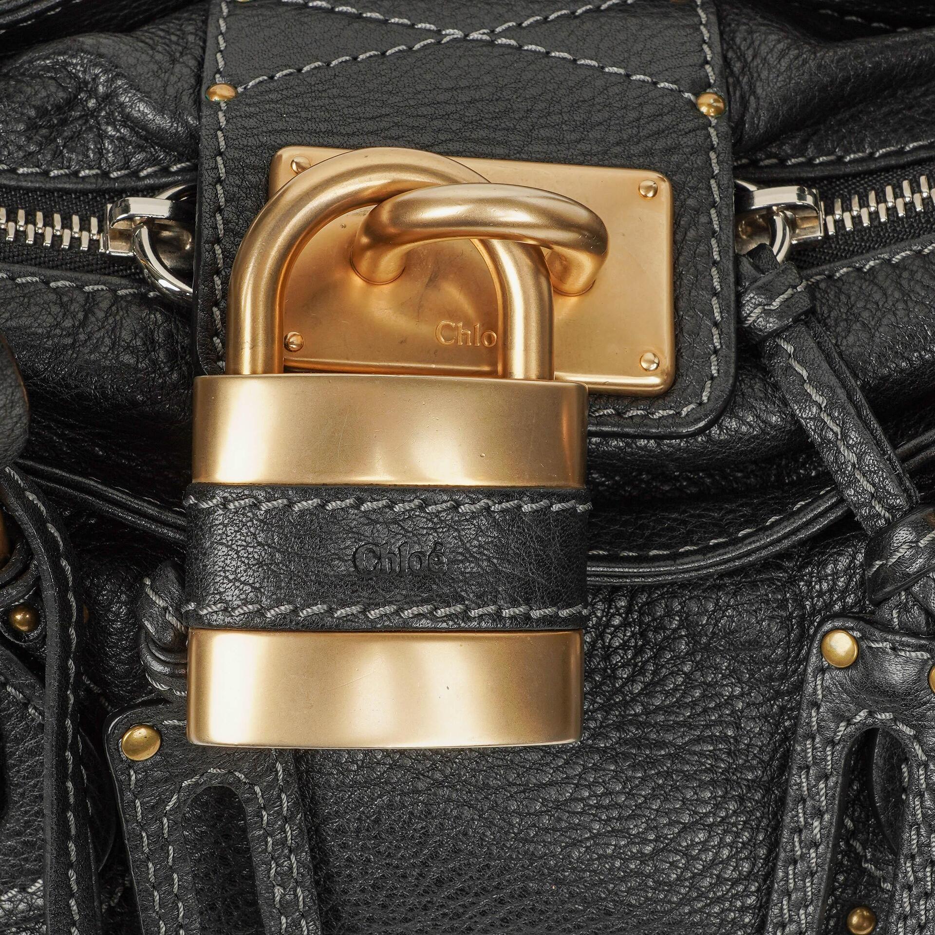 Chloe Paddington Satchel-Tasche aus schwarzem Kalbsleder