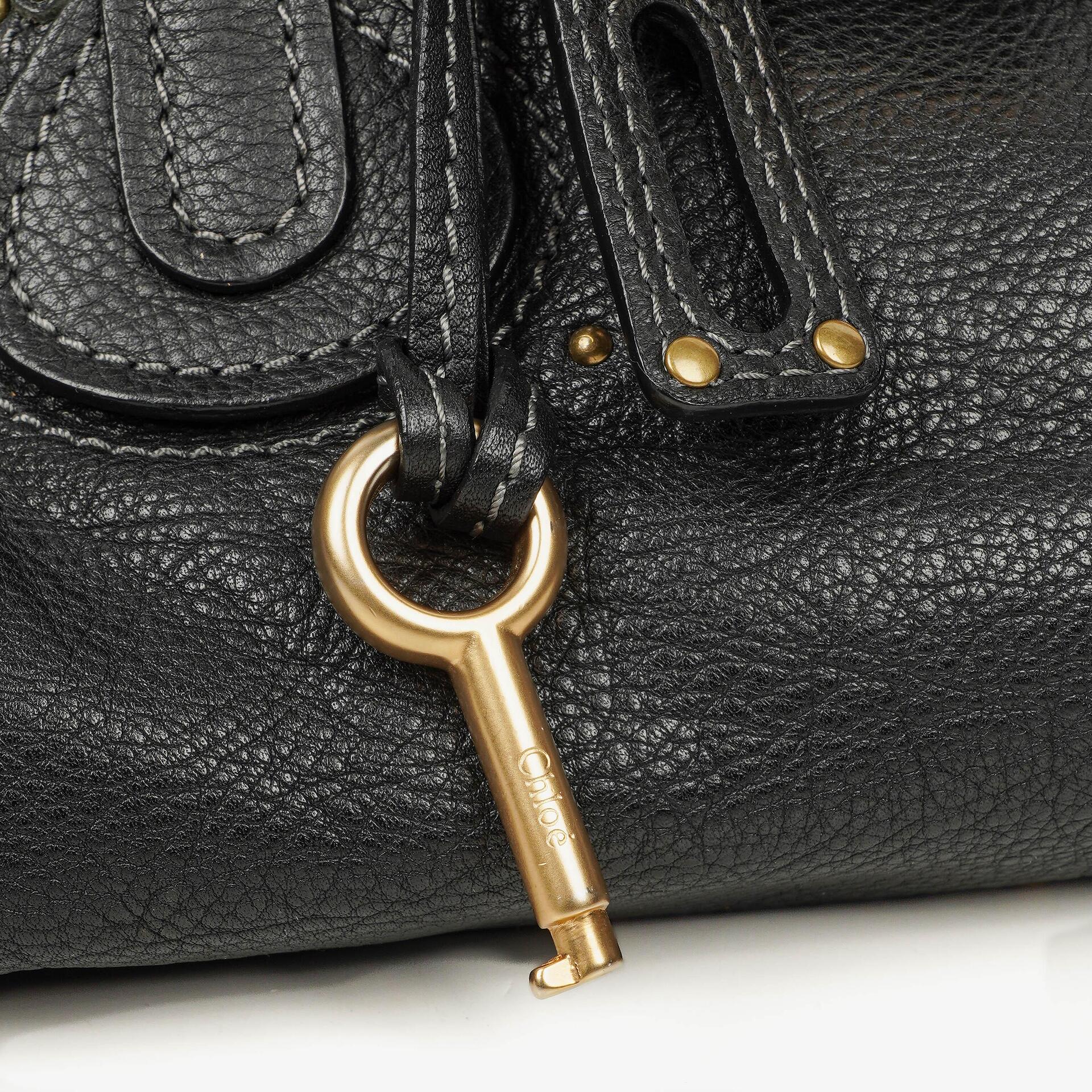 Chloe Paddington Satchel-Tasche aus schwarzem Kalbsleder