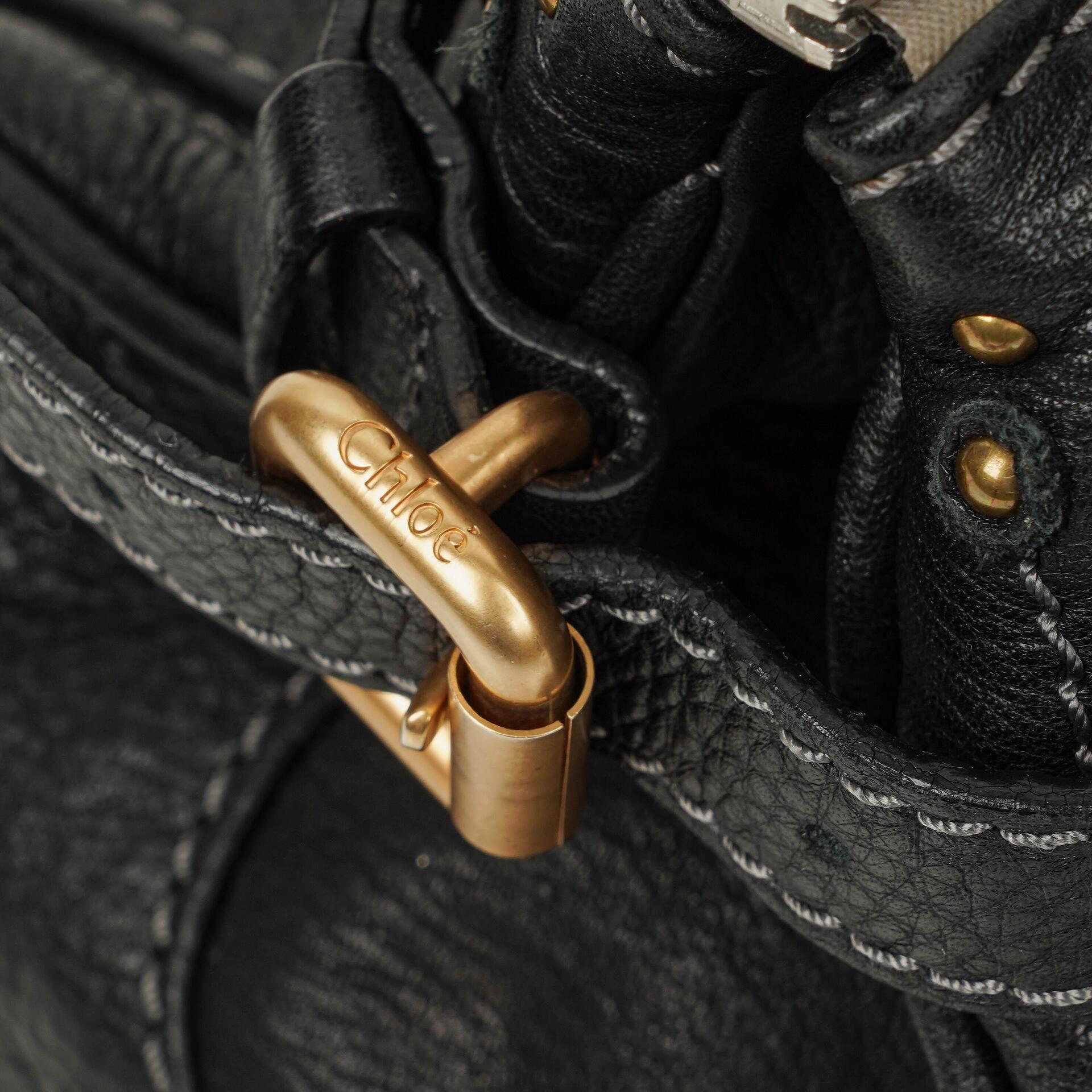 Chloe Paddington Satchel-Tasche aus schwarzem Kalbsleder