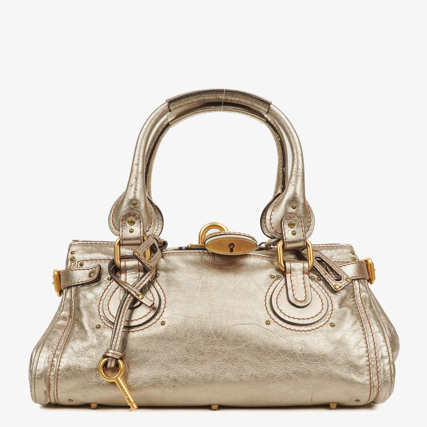 Chloé Paddington Tasche aus bronzefarbenem Metallic-Leder