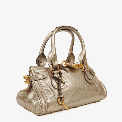 Chloé Paddington Tasche aus bronzefarbenem Metallic-Leder