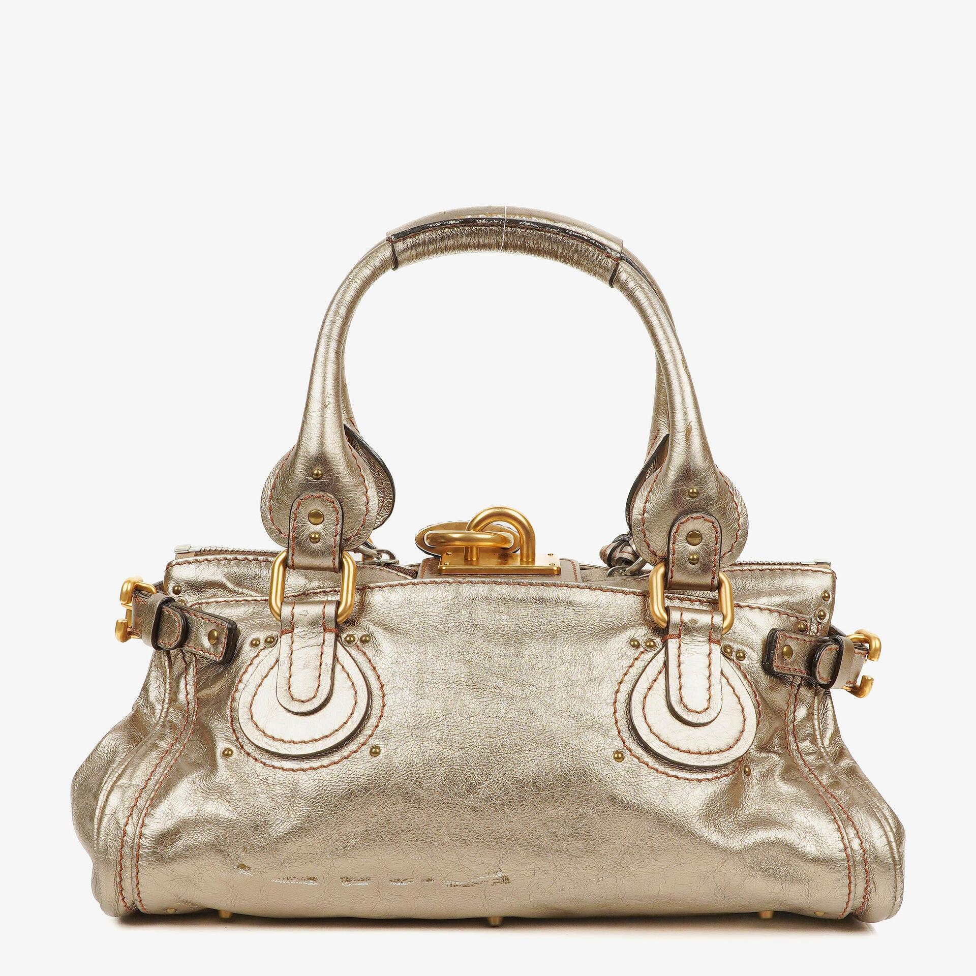 Chloé Paddington Tasche aus bronzefarbenem Metallic-Leder