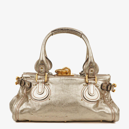 Chloé Paddington Tasche aus bronzefarbenem Metallic-Leder
