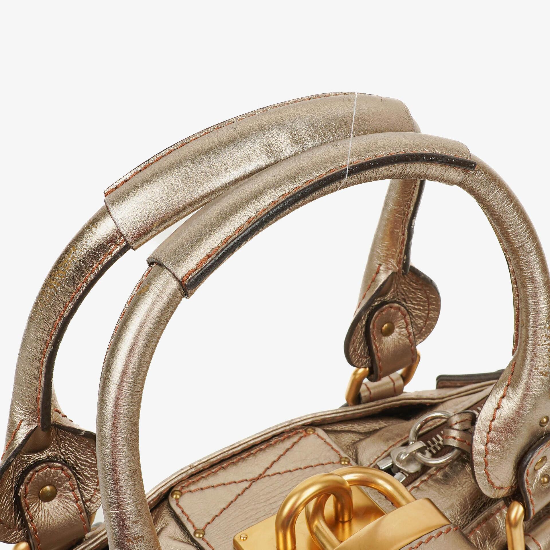 Chloé Paddington Tasche aus bronzefarbenem Metallic-Leder