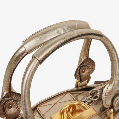 Chloé Paddington Tasche aus bronzefarbenem Metallic-Leder