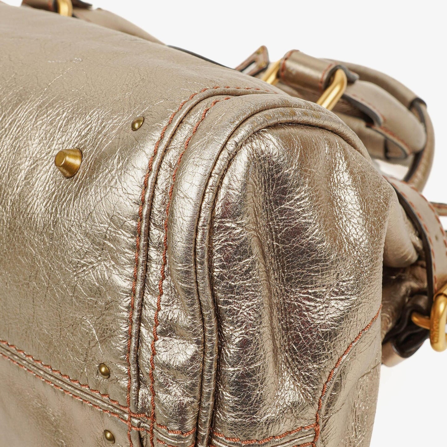 Chloé Paddington Tasche aus bronzefarbenem Metallic-Leder