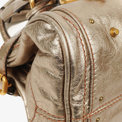 Chloé Paddington Tasche aus bronzefarbenem Metallic-Leder