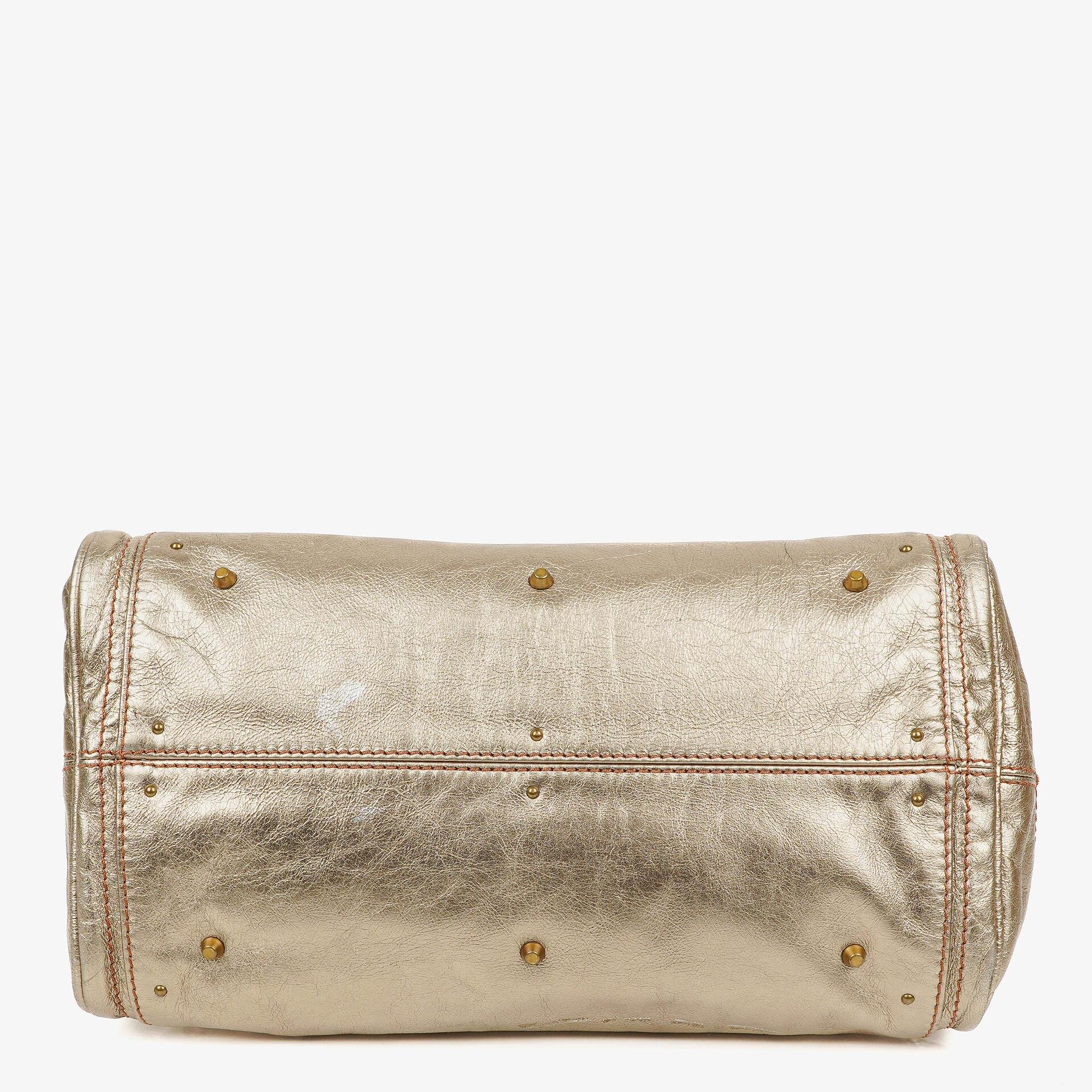 Chloé Paddington Tasche aus bronzefarbenem Metallic-Leder