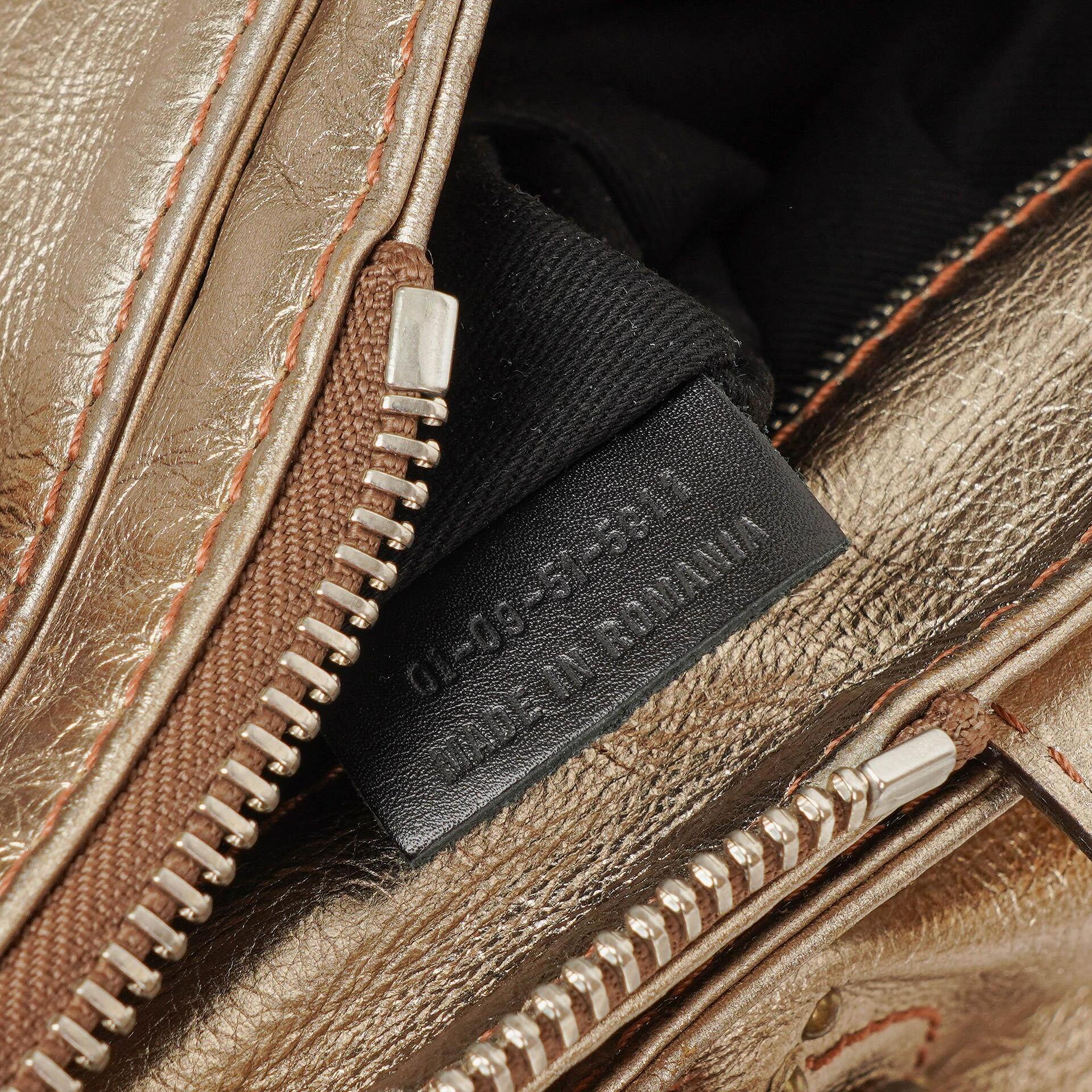 Chloé Paddington Tasche aus bronzefarbenem Metallic-Leder