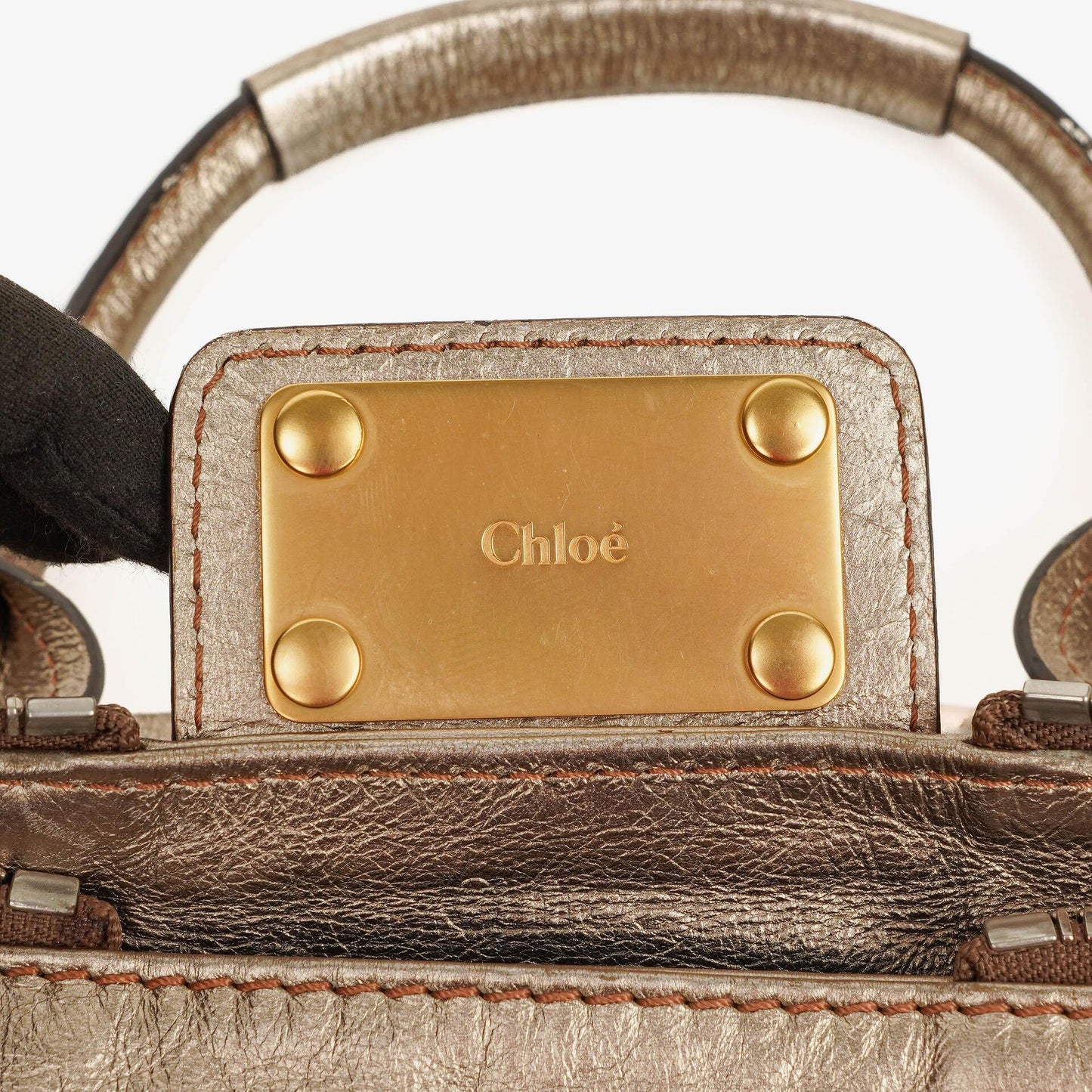 Chloé Paddington Tasche aus bronzefarbenem Metallic-Leder