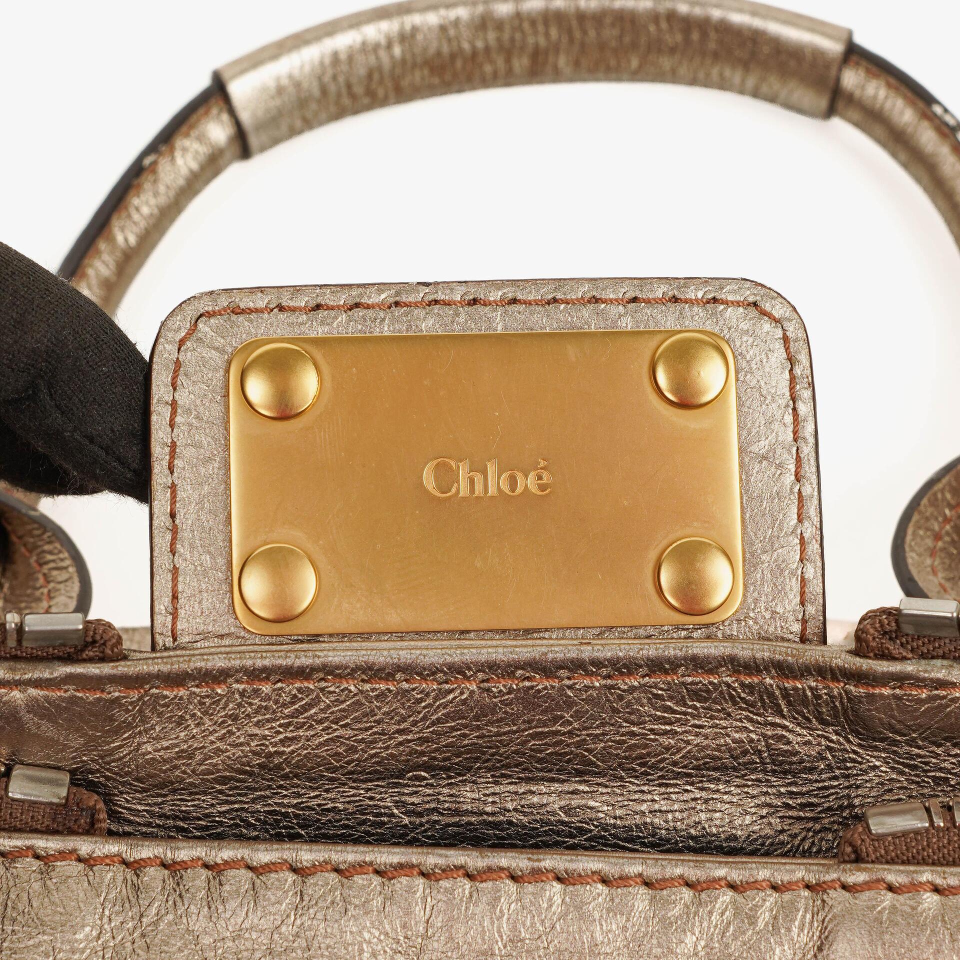 Chloé Paddington Tasche aus bronzefarbenem Metallic-Leder