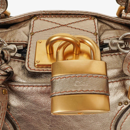 Chloé Paddington Tasche aus bronzefarbenem Metallic-Leder