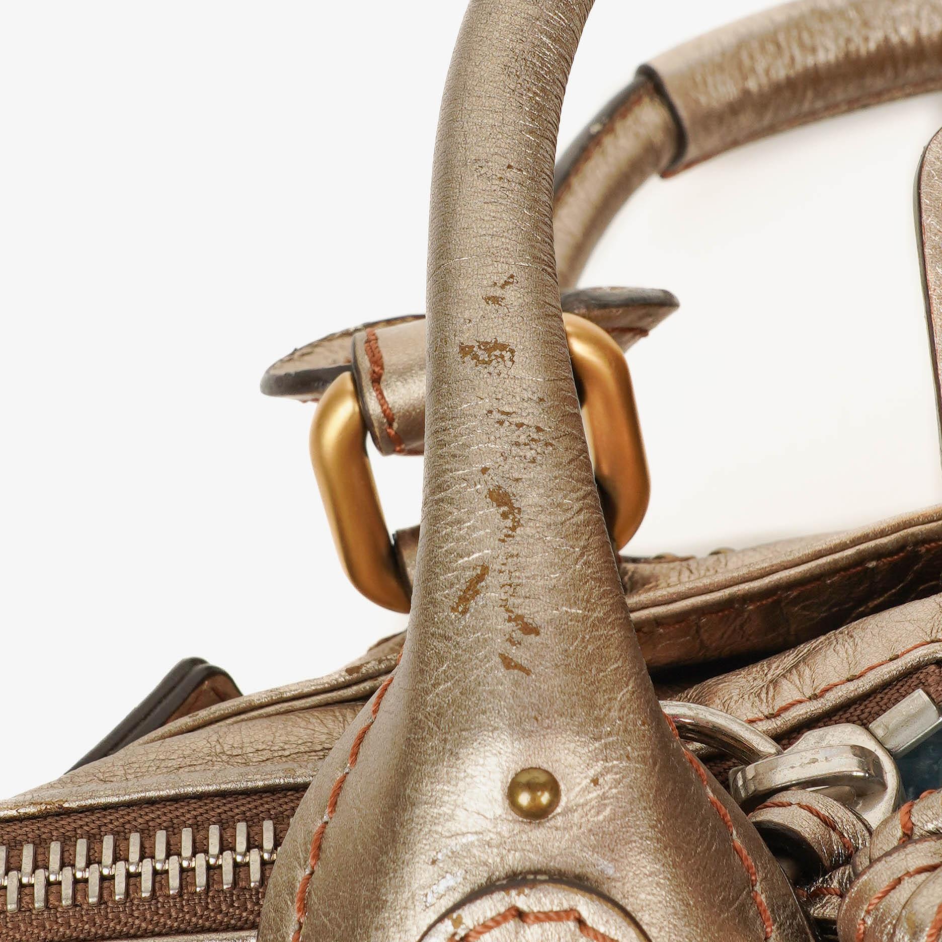 Chloé Paddington Tasche aus bronzefarbenem Metallic-Leder