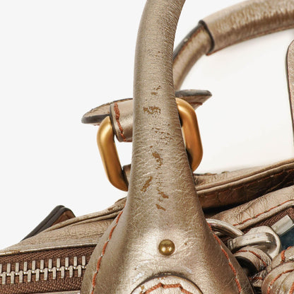Chloé Paddington Tasche aus bronzefarbenem Metallic-Leder