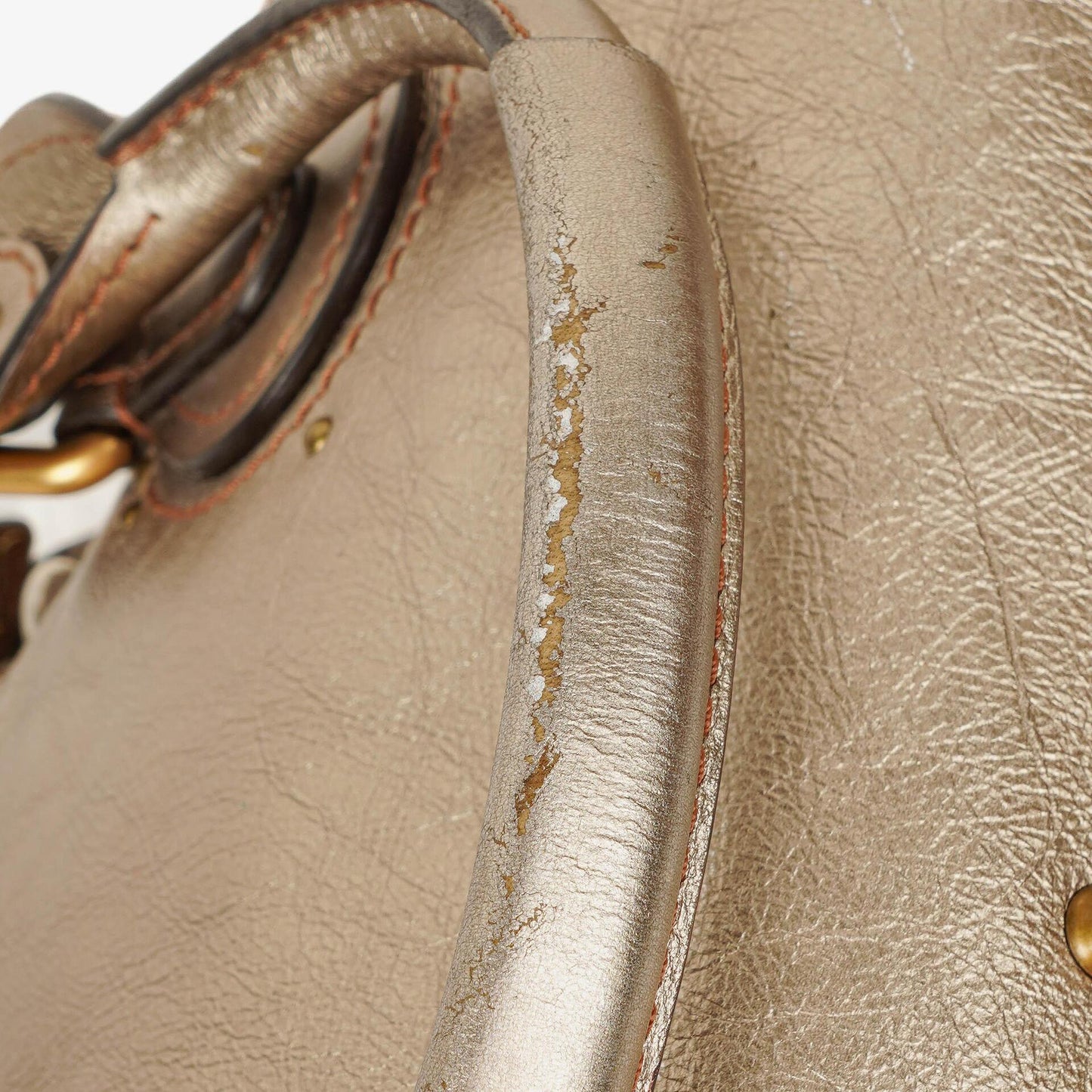 Chloé Paddington Tasche aus bronzefarbenem Metallic-Leder