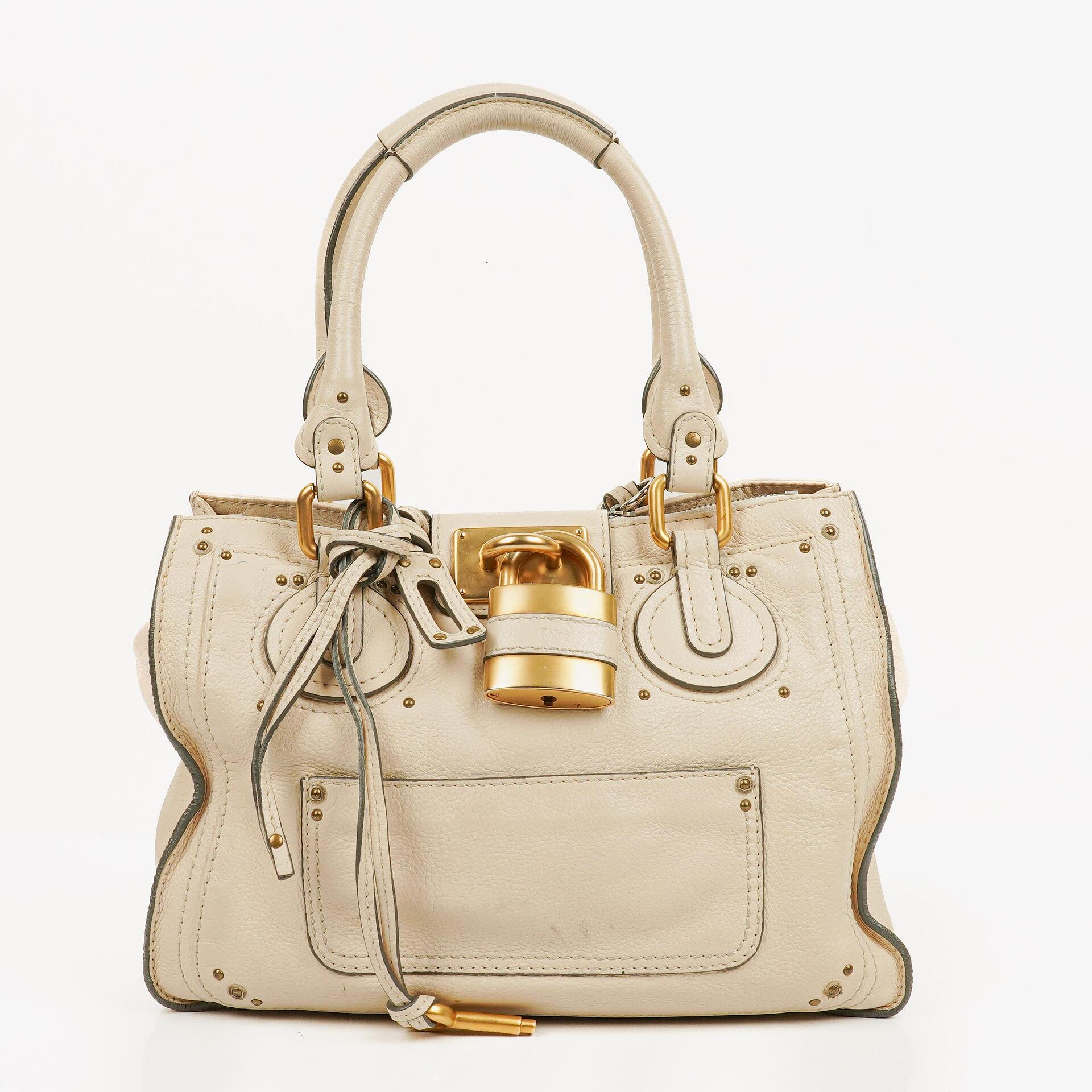 Chloe Paddington Satchel-Tasche aus elfenbeinfarbenem Kalbsleder