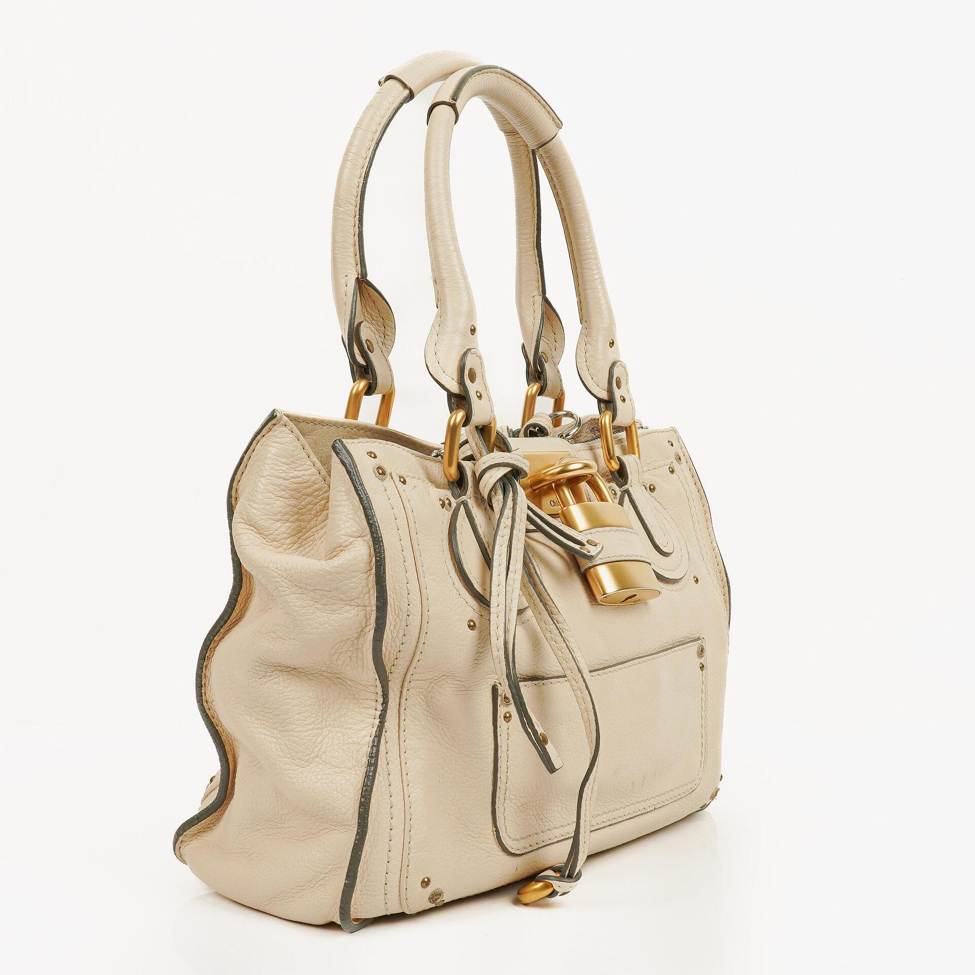 Chloe Paddington Satchel-Tasche aus elfenbeinfarbenem Kalbsleder