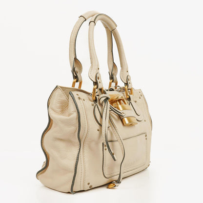 Chloe Paddington Satchel-Tasche aus elfenbeinfarbenem Kalbsleder