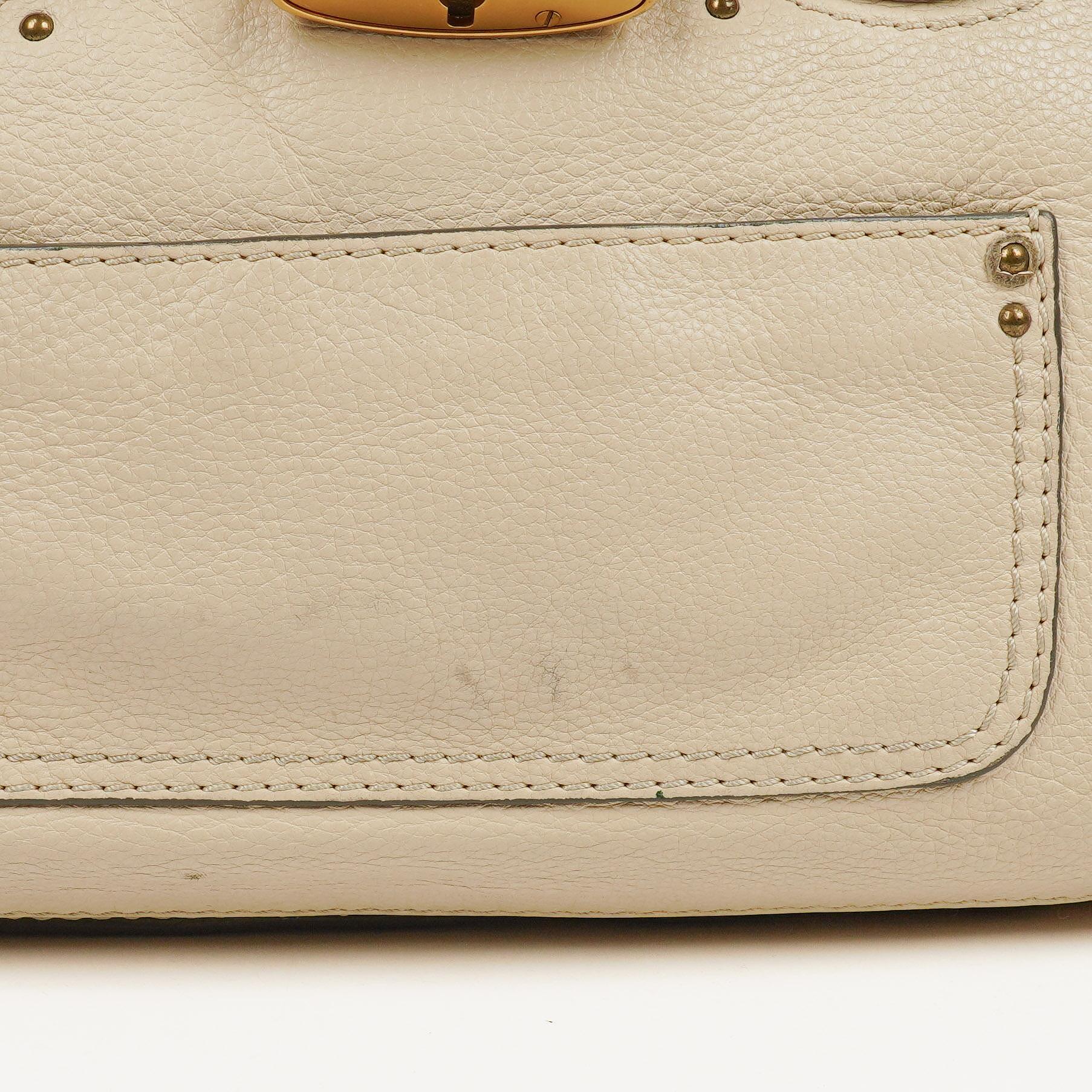 Chloe Paddington Satchel-Tasche aus elfenbeinfarbenem Kalbsleder