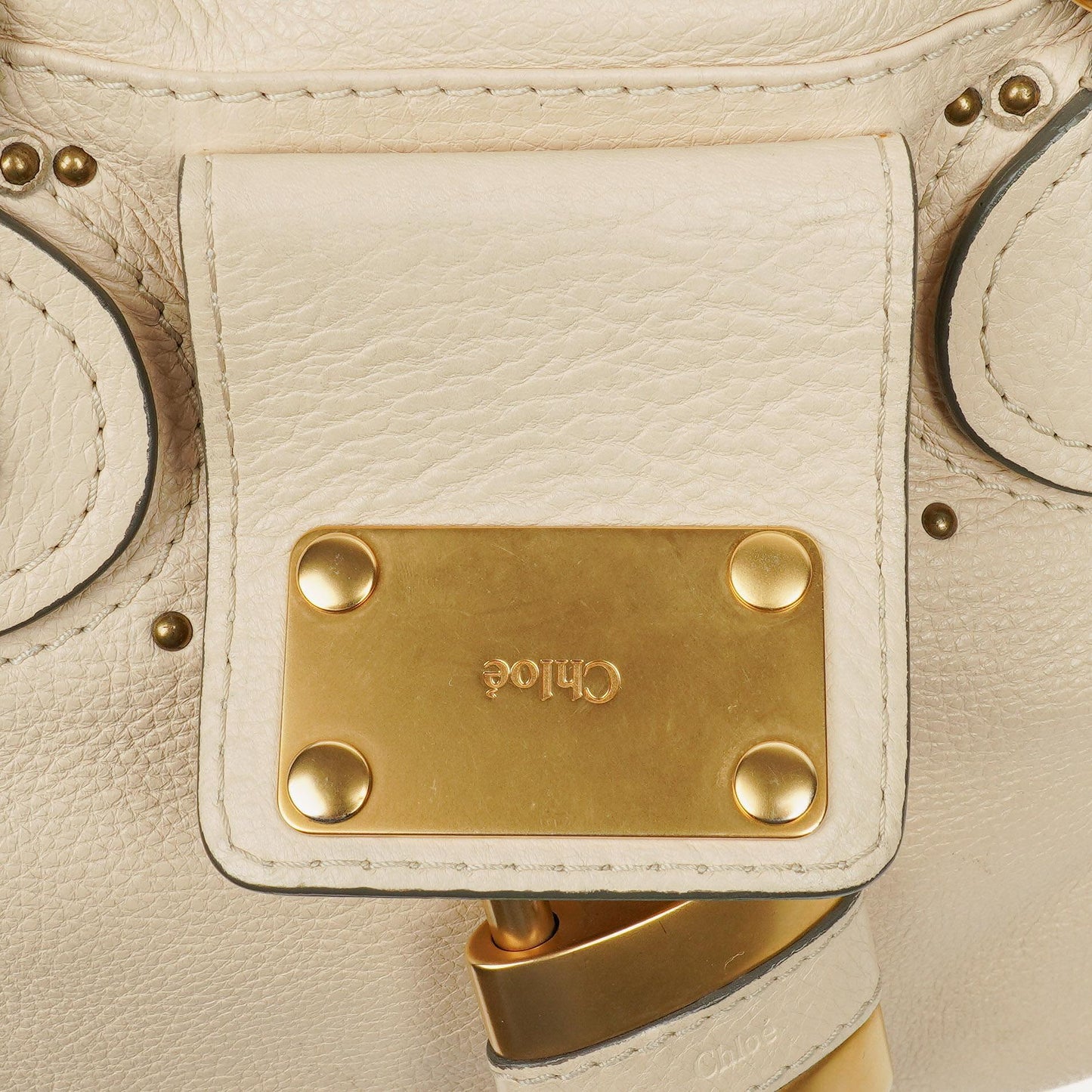 Chloe Paddington Satchel-Tasche aus elfenbeinfarbenem Kalbsleder