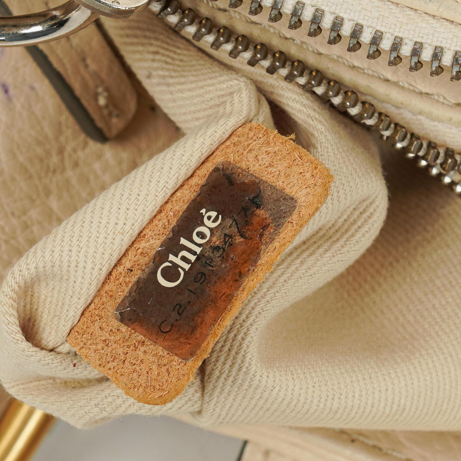 Chloe Paddington Satchel-Tasche aus elfenbeinfarbenem Kalbsleder