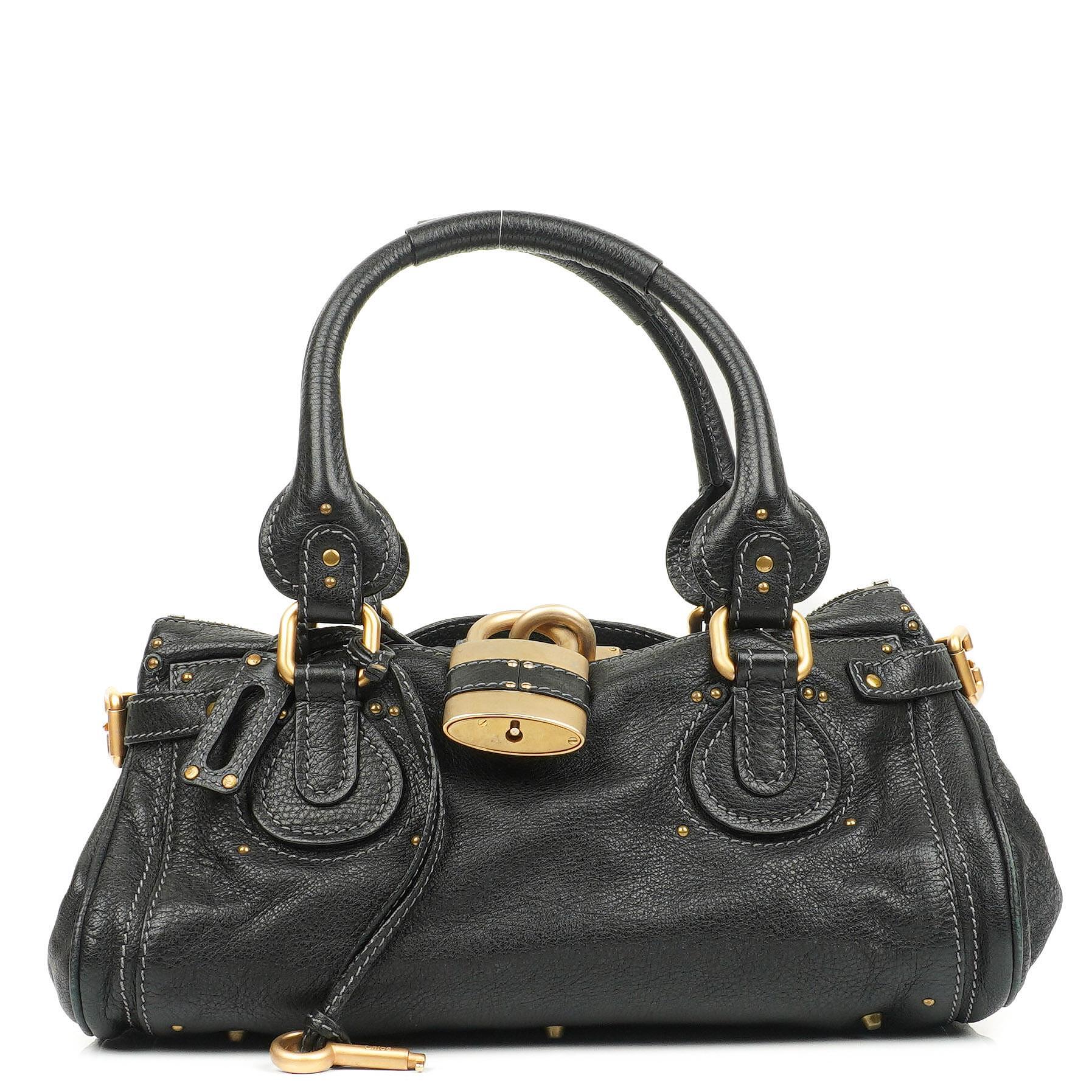 Chloe Paddington Satchel Tasche aus schwarzem Kalbsleder