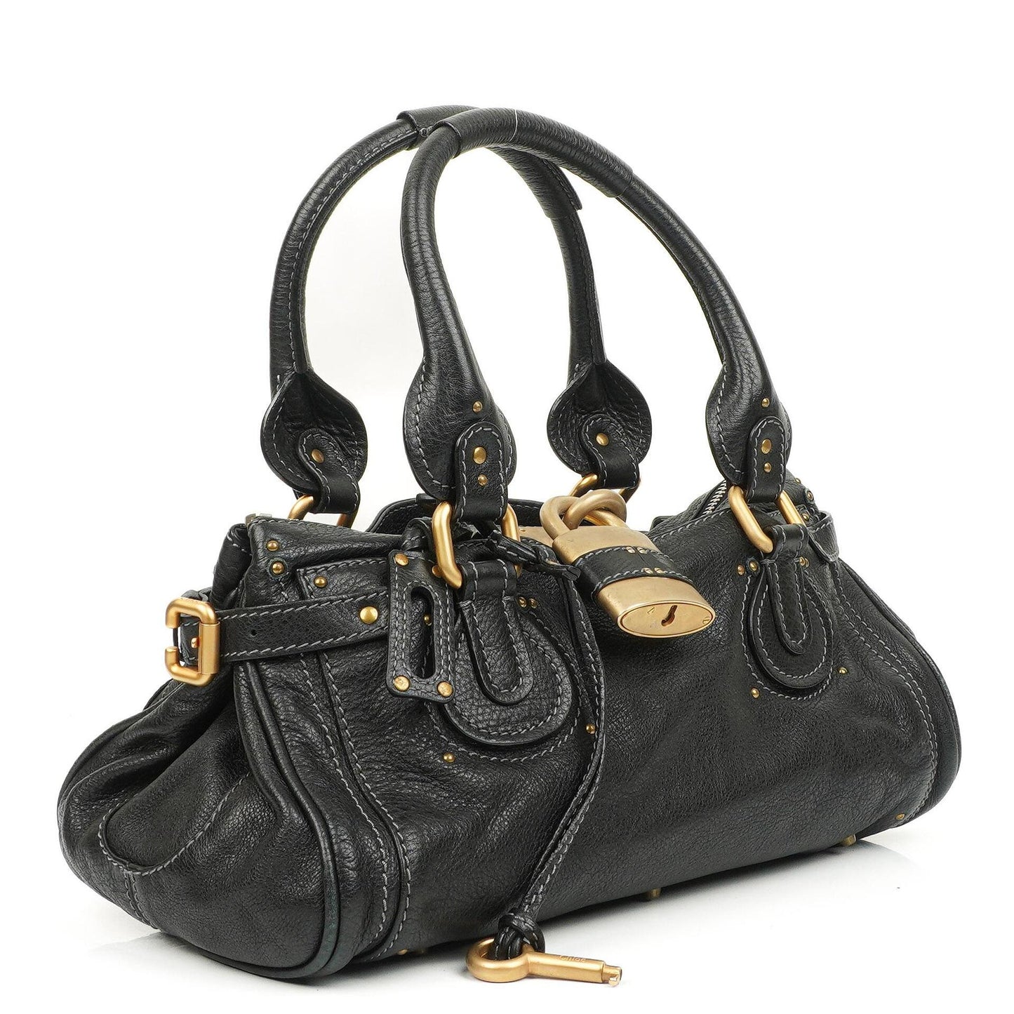 Chloe Paddington Satchel Tasche aus schwarzem Kalbsleder