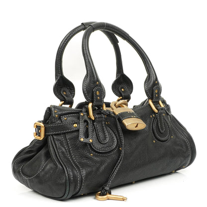Chloe Paddington Satchel Tasche aus schwarzem Kalbsleder