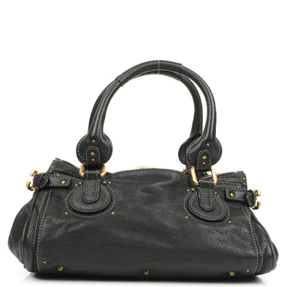 Chloe Paddington Satchel Tasche aus schwarzem Kalbsleder