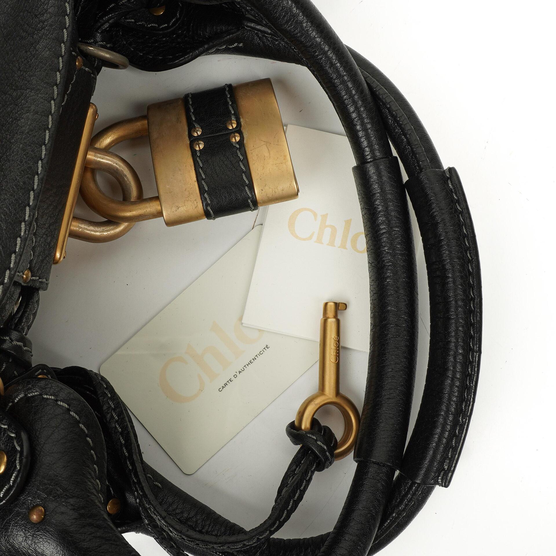 Chloe Paddington Satchel Tasche aus schwarzem Kalbsleder