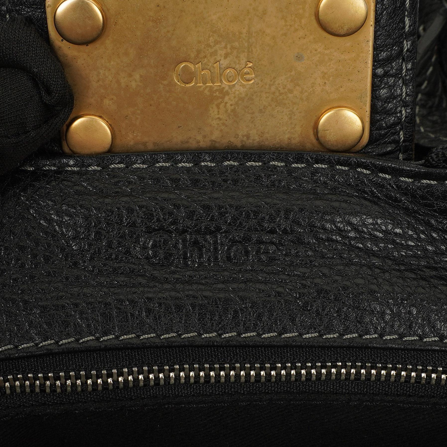 Chloe Paddington Satchel Tasche aus schwarzem Kalbsleder
