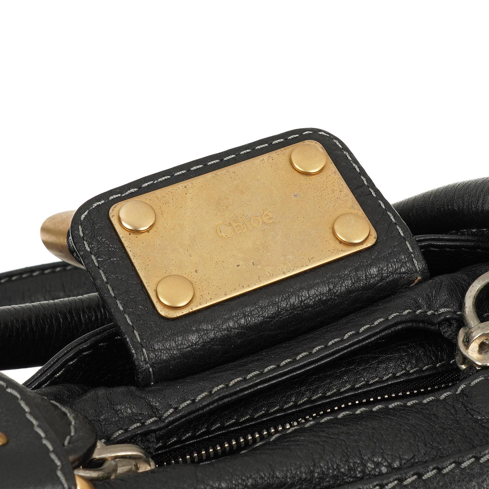Chloe Paddington Satchel Tasche aus schwarzem Kalbsleder