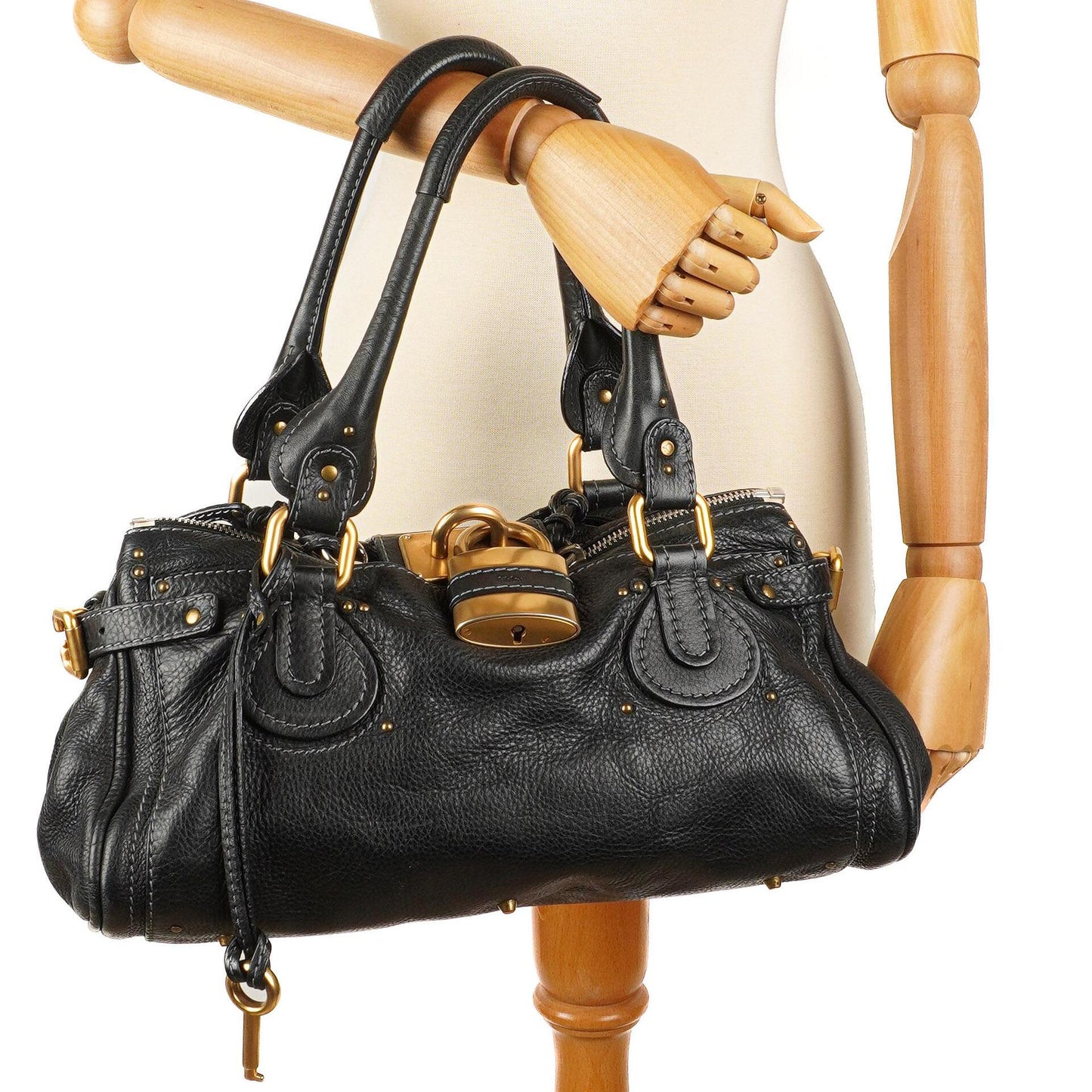 Chloe Paddington Kalbsleder Satchel Tasche Schwarz
