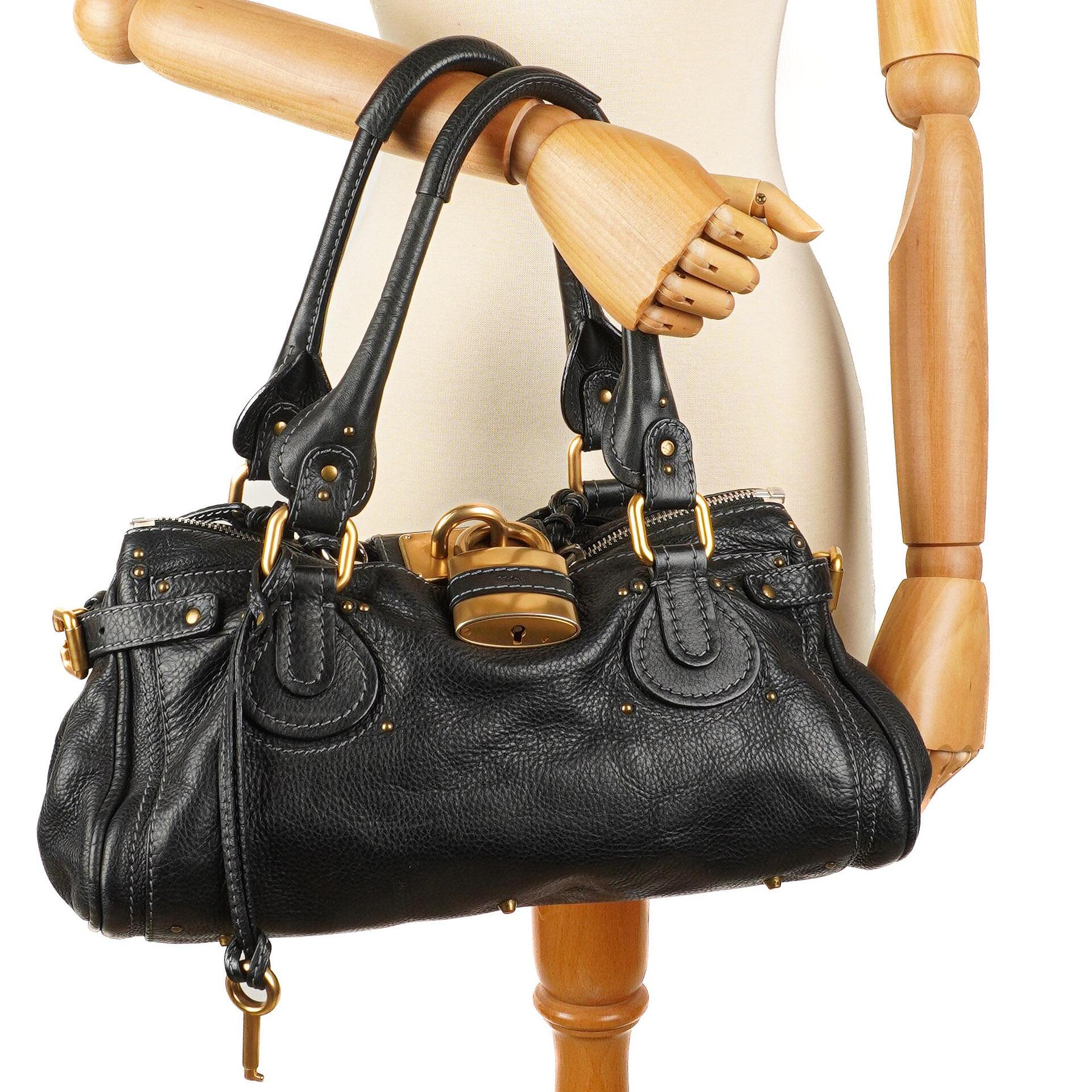 Chloe Paddington Kalbsleder Satchel Tasche Schwarz