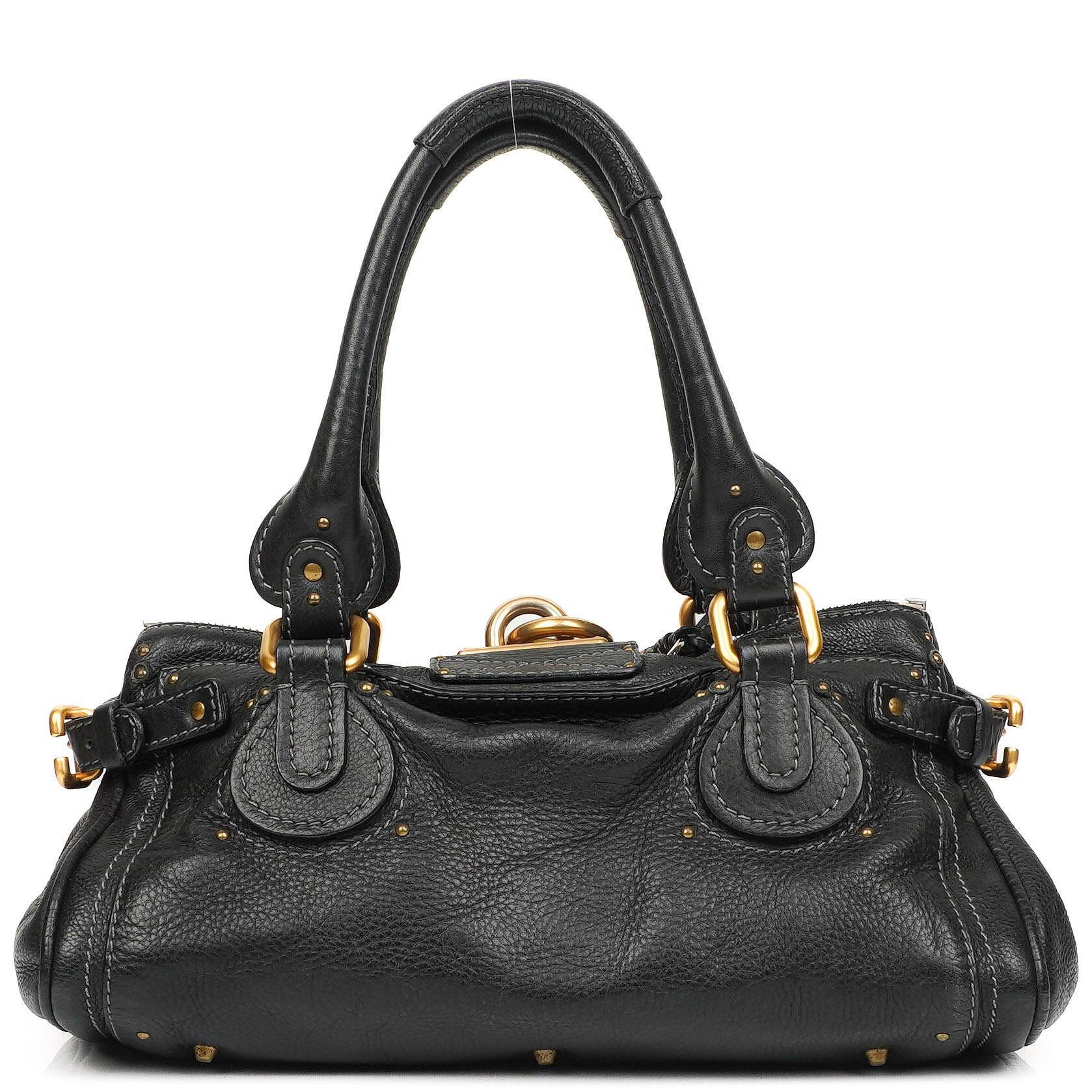 Chloe Paddington Kalbsleder Satchel Tasche Schwarz