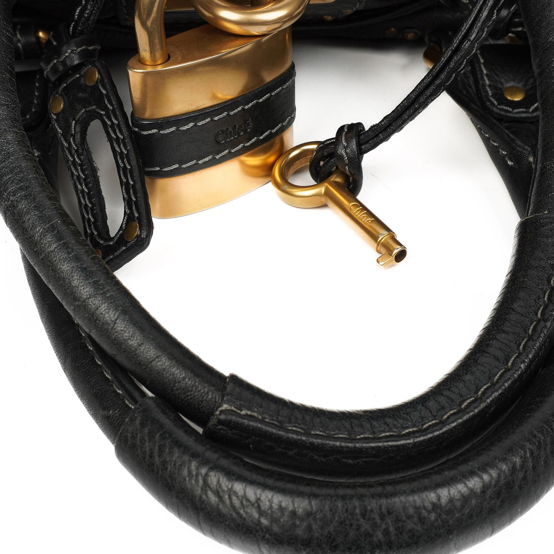 Chloe Paddington Kalbsleder Satchel Tasche Schwarz