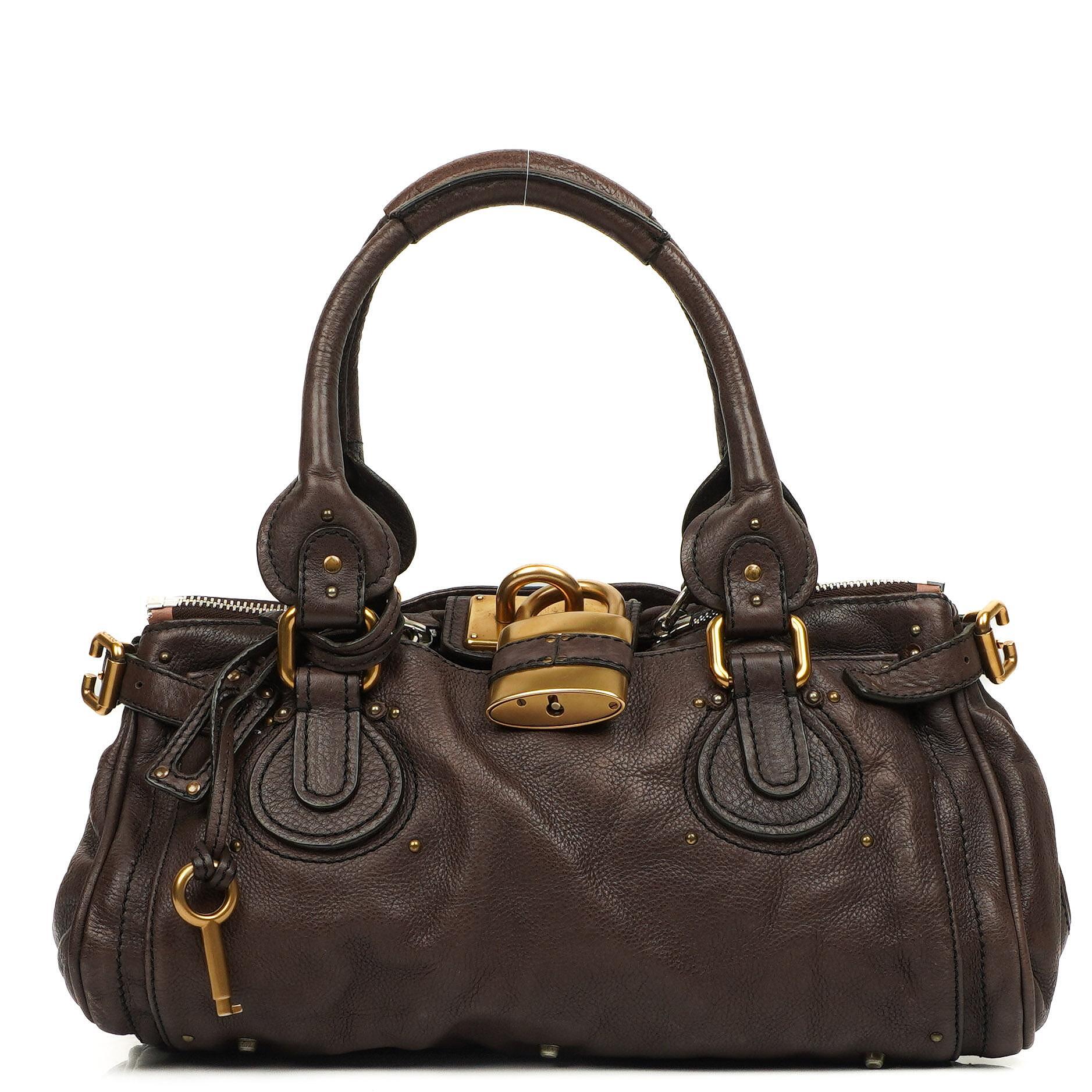 Chloe Paddington Kalbsleder Satchel Tasche Dunkelbraun