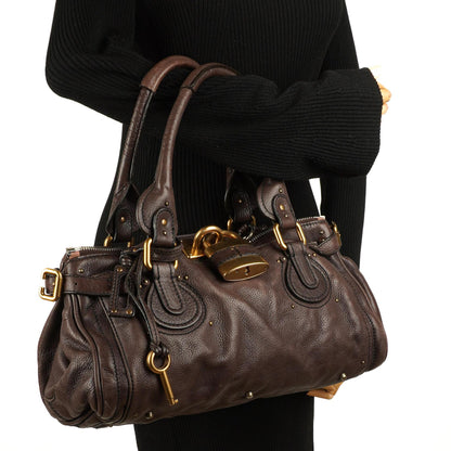 Chloe Paddington Kalbsleder Satchel Tasche Dunkelbraun