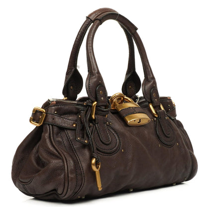 Chloe Paddington Kalbsleder Satchel Tasche Dunkelbraun