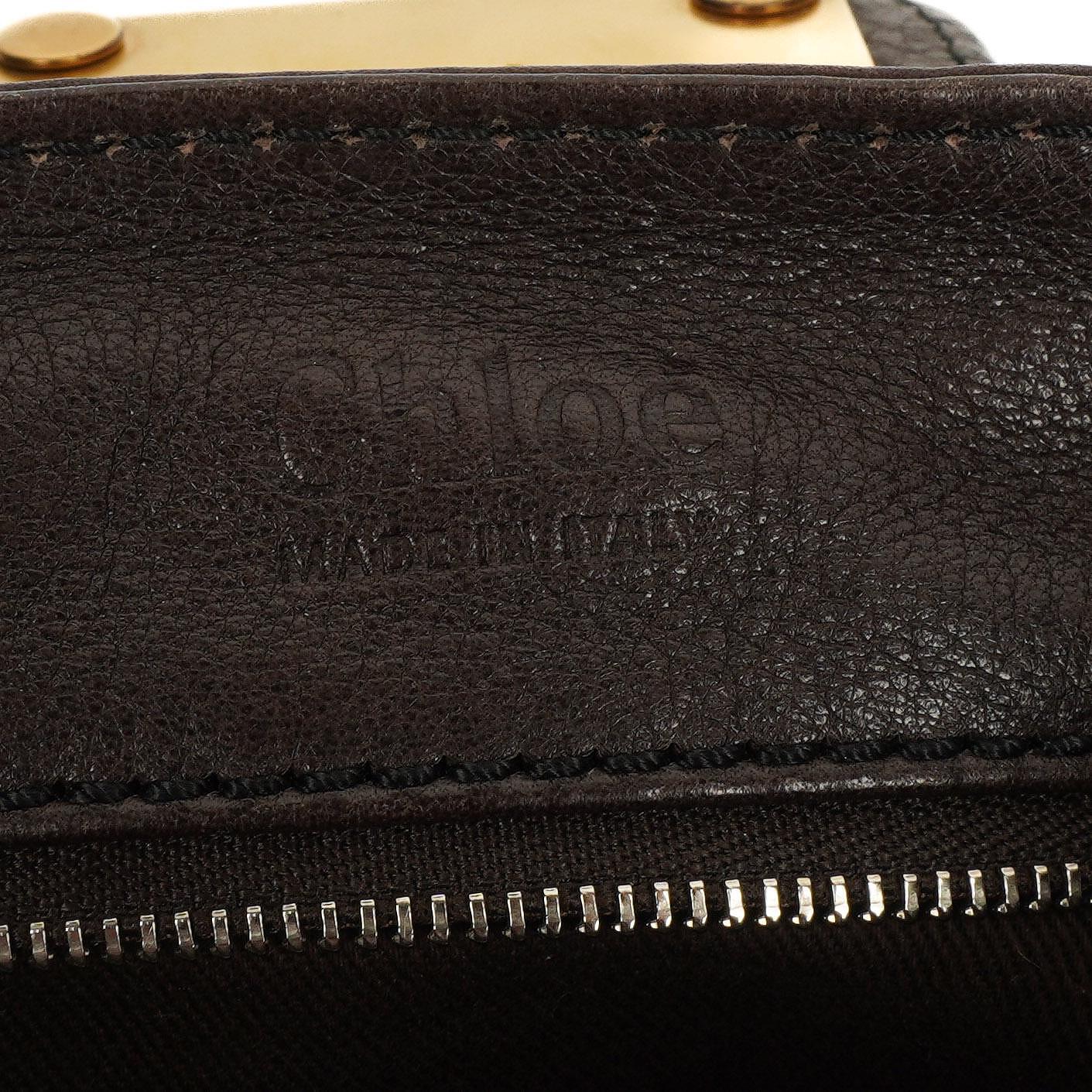 Chloe Paddington Kalbsleder Satchel Tasche Dunkelbraun