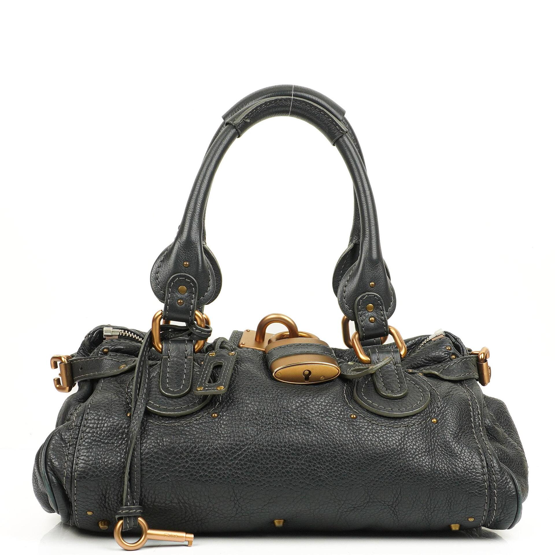 Chloe Paddington Satchel Tasche aus grauem Kalbsleder