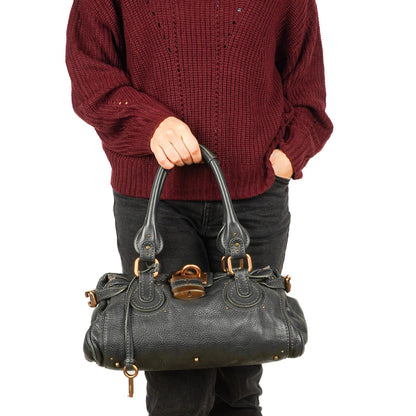 Chloe Paddington Satchel Tasche aus grauem Kalbsleder