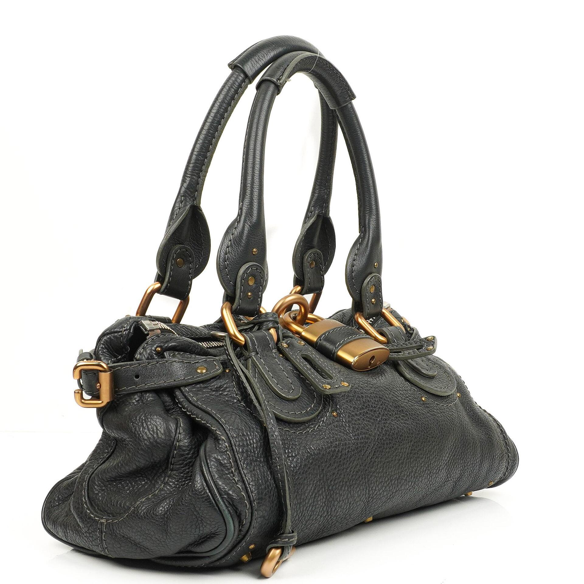 Chloe Paddington Satchel Tasche aus grauem Kalbsleder