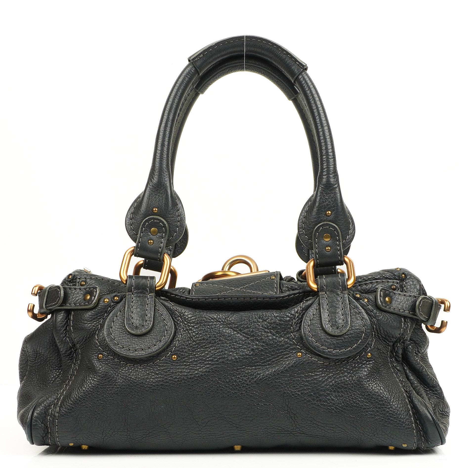 Chloe Paddington Satchel Tasche aus grauem Kalbsleder
