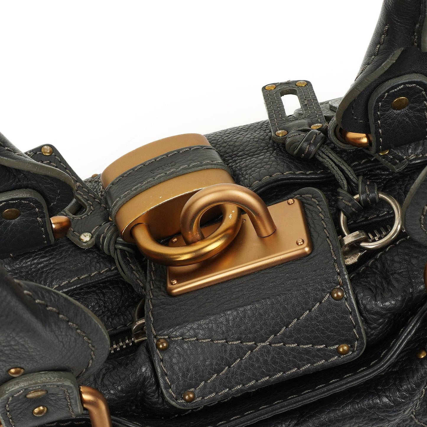 Chloe Paddington Satchel Tasche aus grauem Kalbsleder