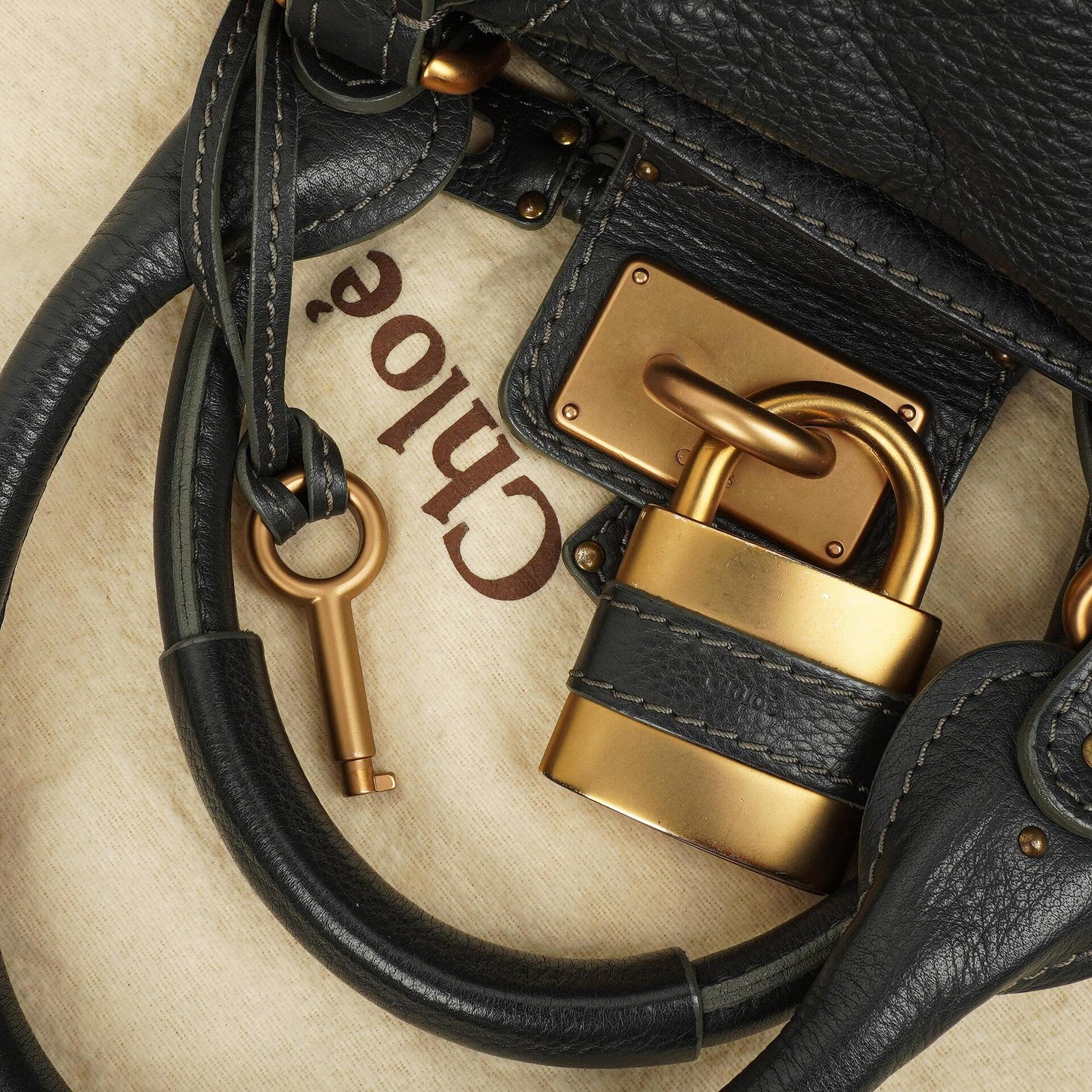 Chloe Paddington Satchel Tasche aus grauem Kalbsleder