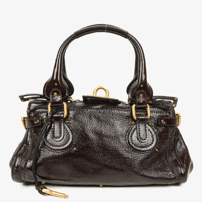 Chloe Paddington Dunkelbraune Lackleder Aktentasche