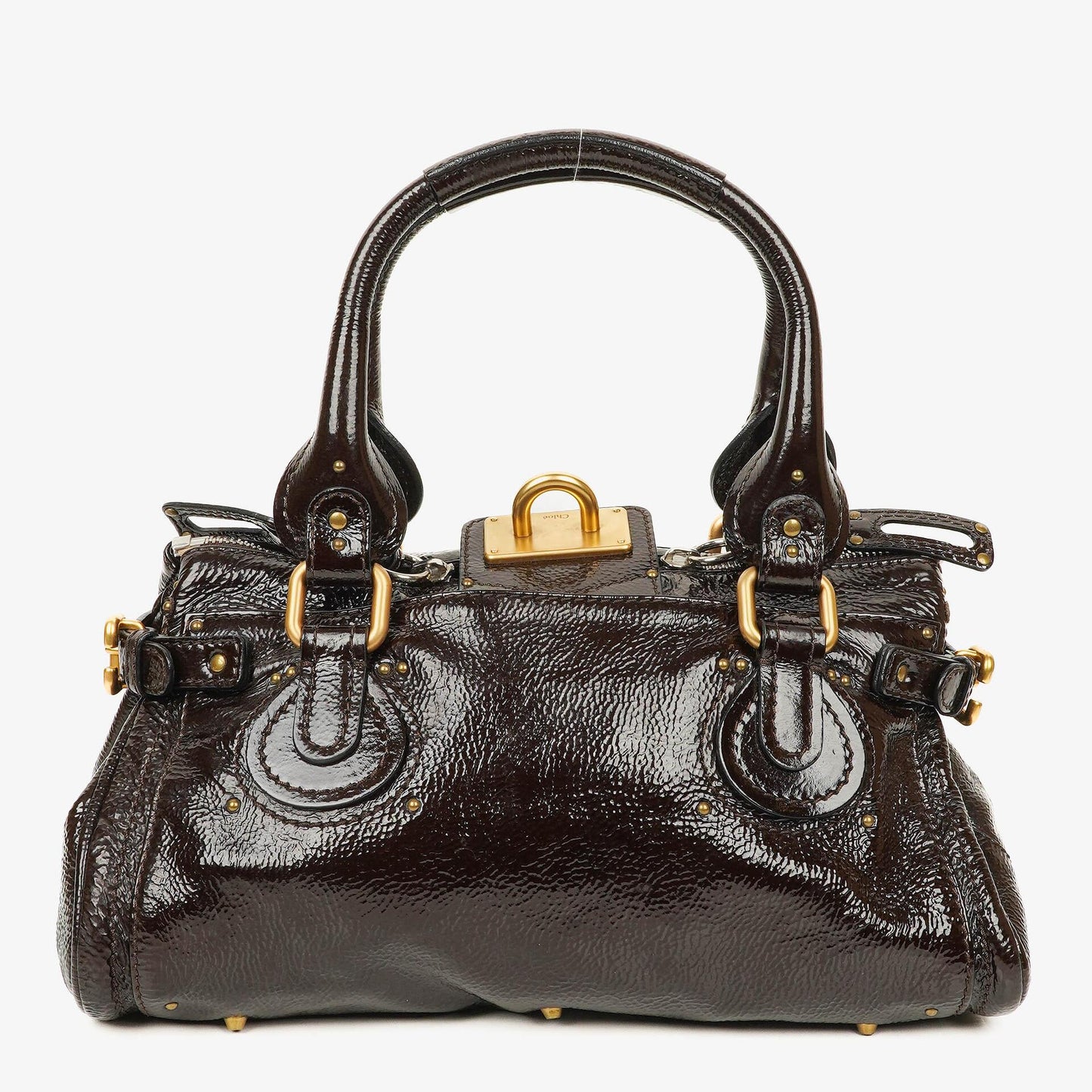Chloe Paddington Dunkelbraune Lackleder Aktentasche